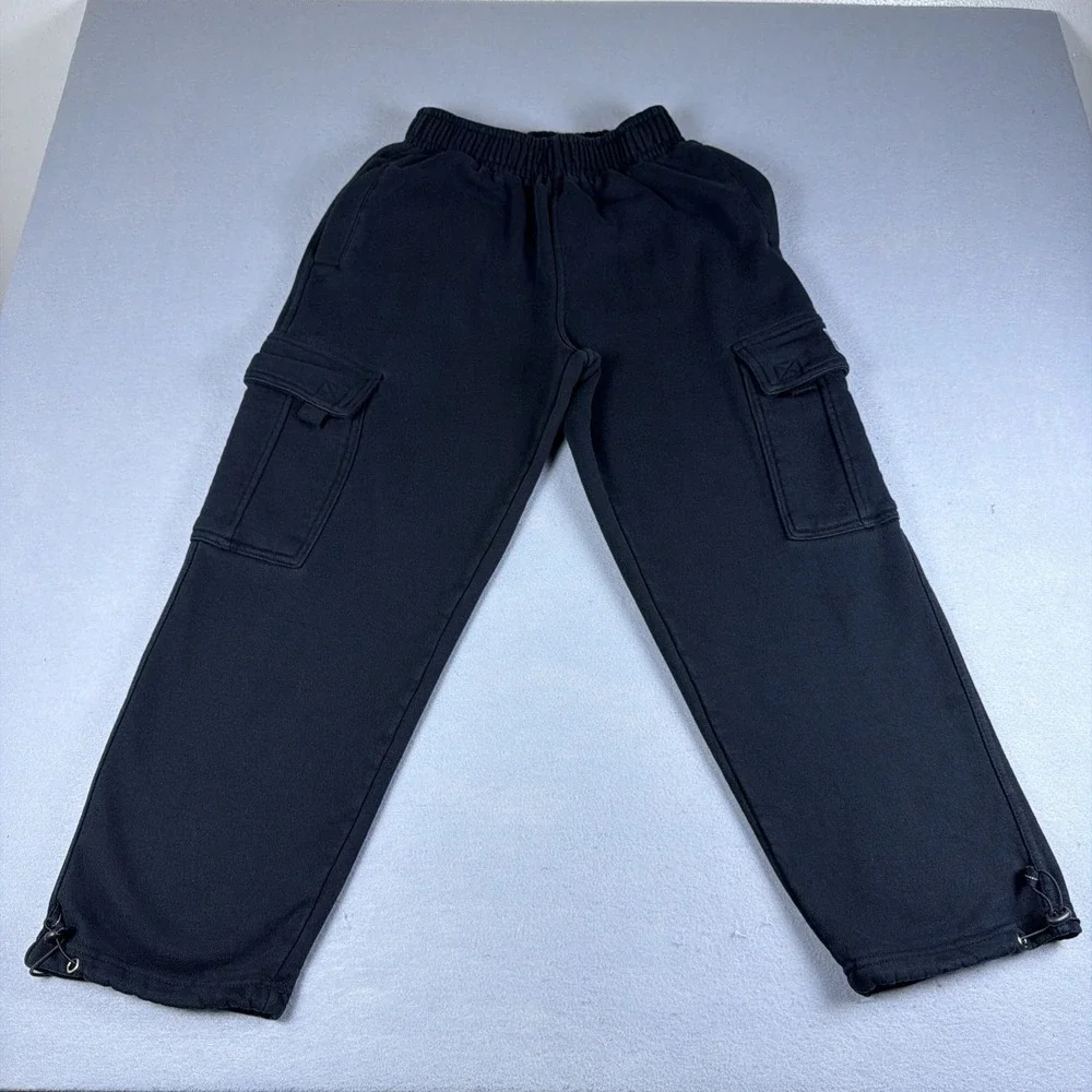 Pro Club Heavyweight Cargo Sweatpants Mens Small Black Baggy Pockets Loose Relax